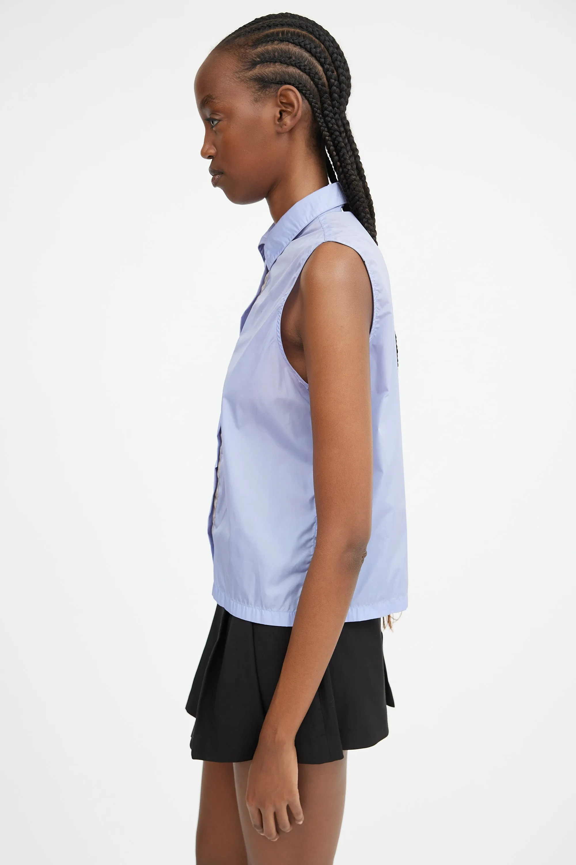 Blue Nylon Zip Up Top