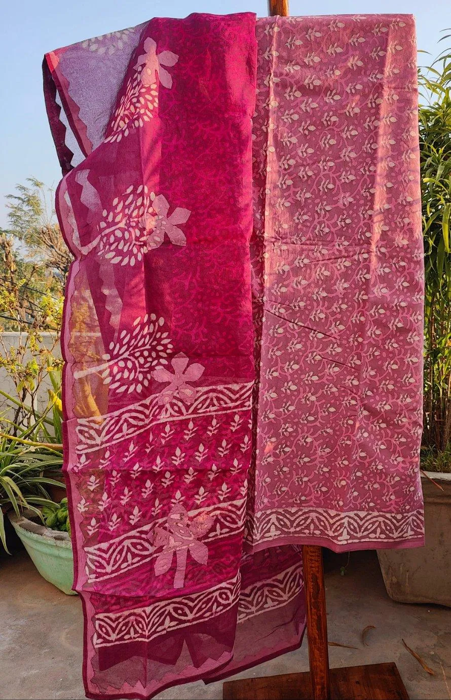 Cotton hand block print suit.
