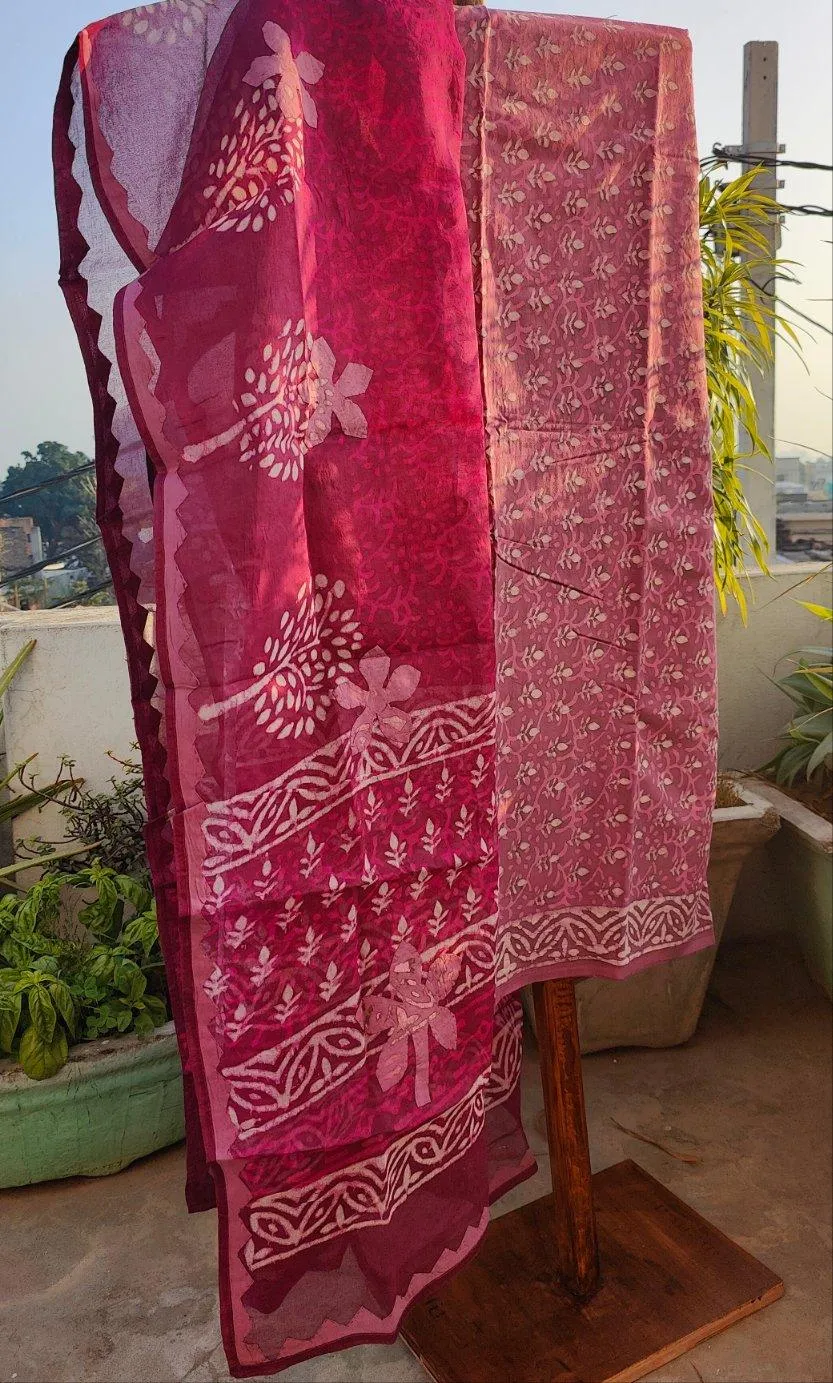 Cotton hand block print suit.
