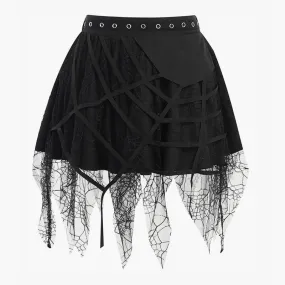 Dark Goth Spider Web Skirt