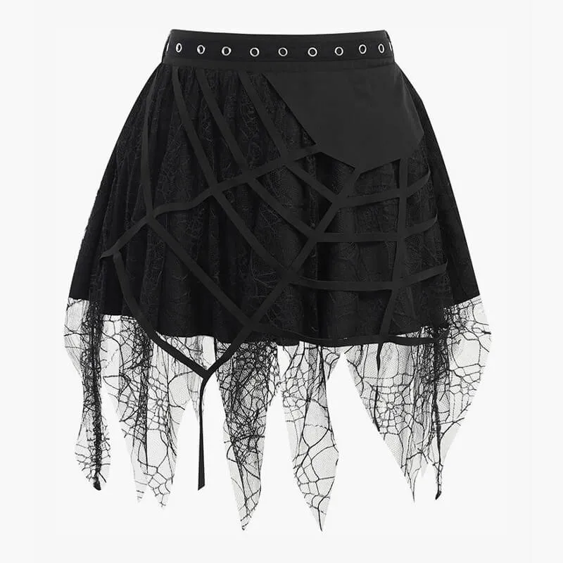 Dark Goth Spider Web Skirt