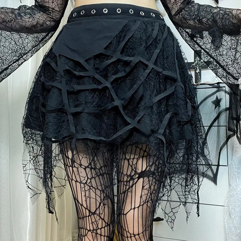 Dark Goth Spider Web Skirt