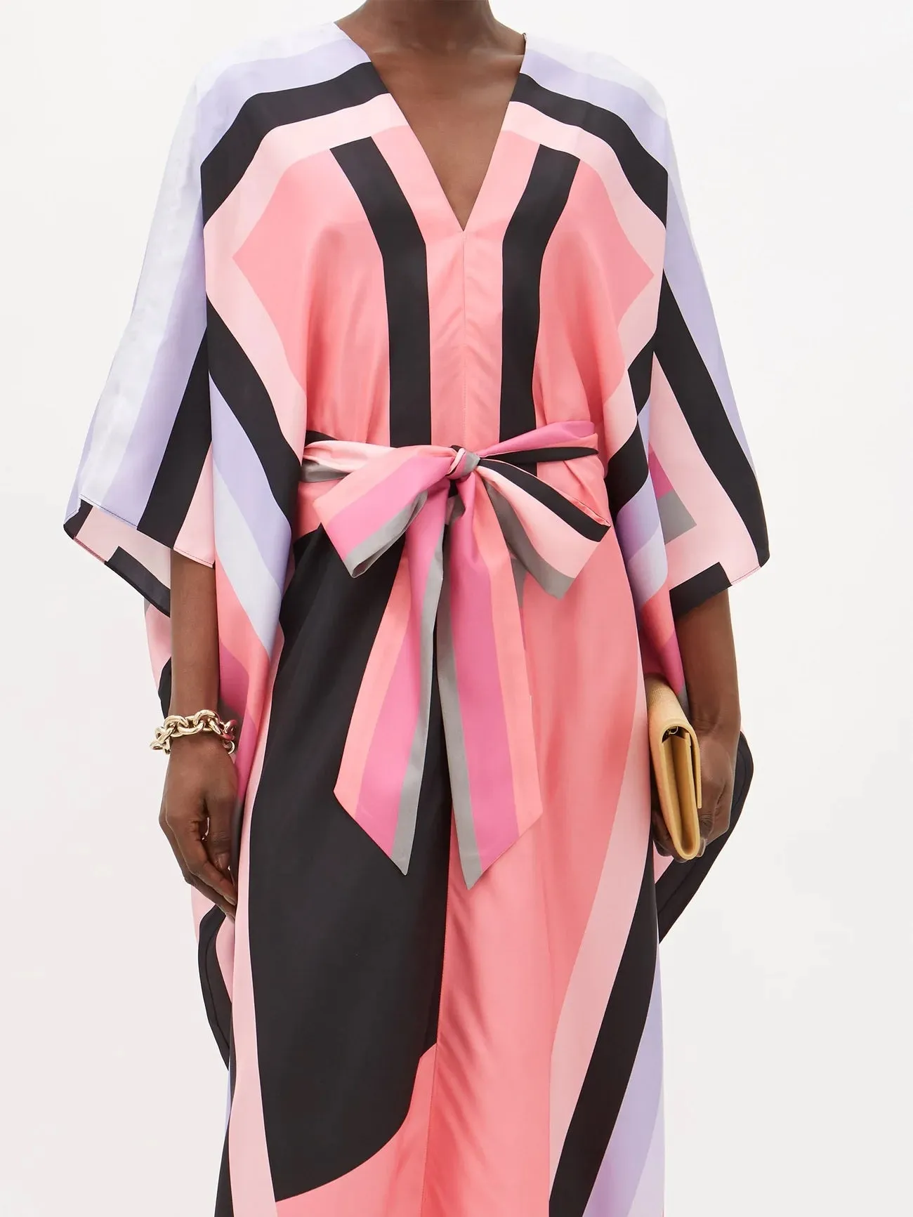 Elegant Floral Silk Crepe Kaftan, Occasion Wear Caftan For Women's