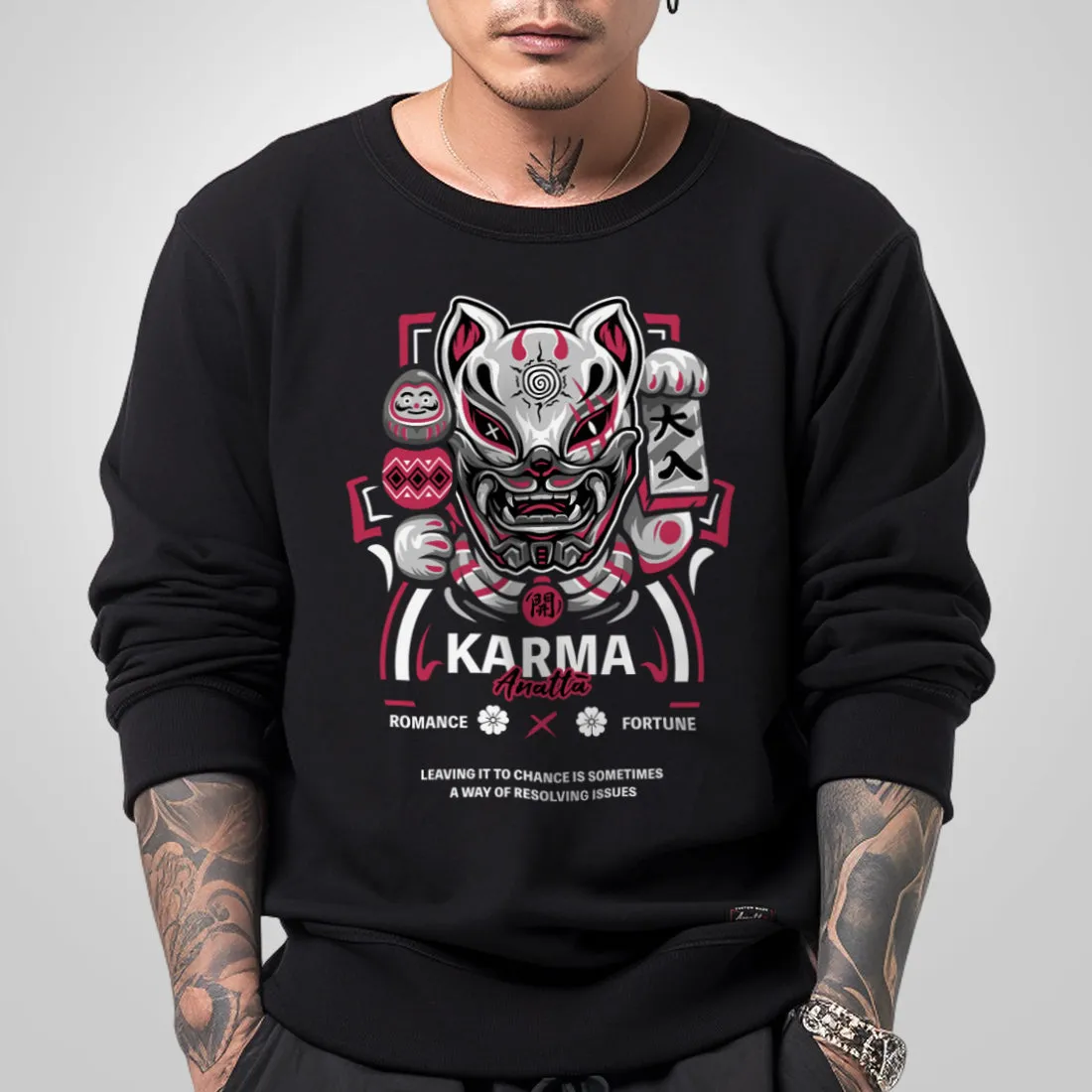 Lucky cat with evil mask - Sweatshirt
