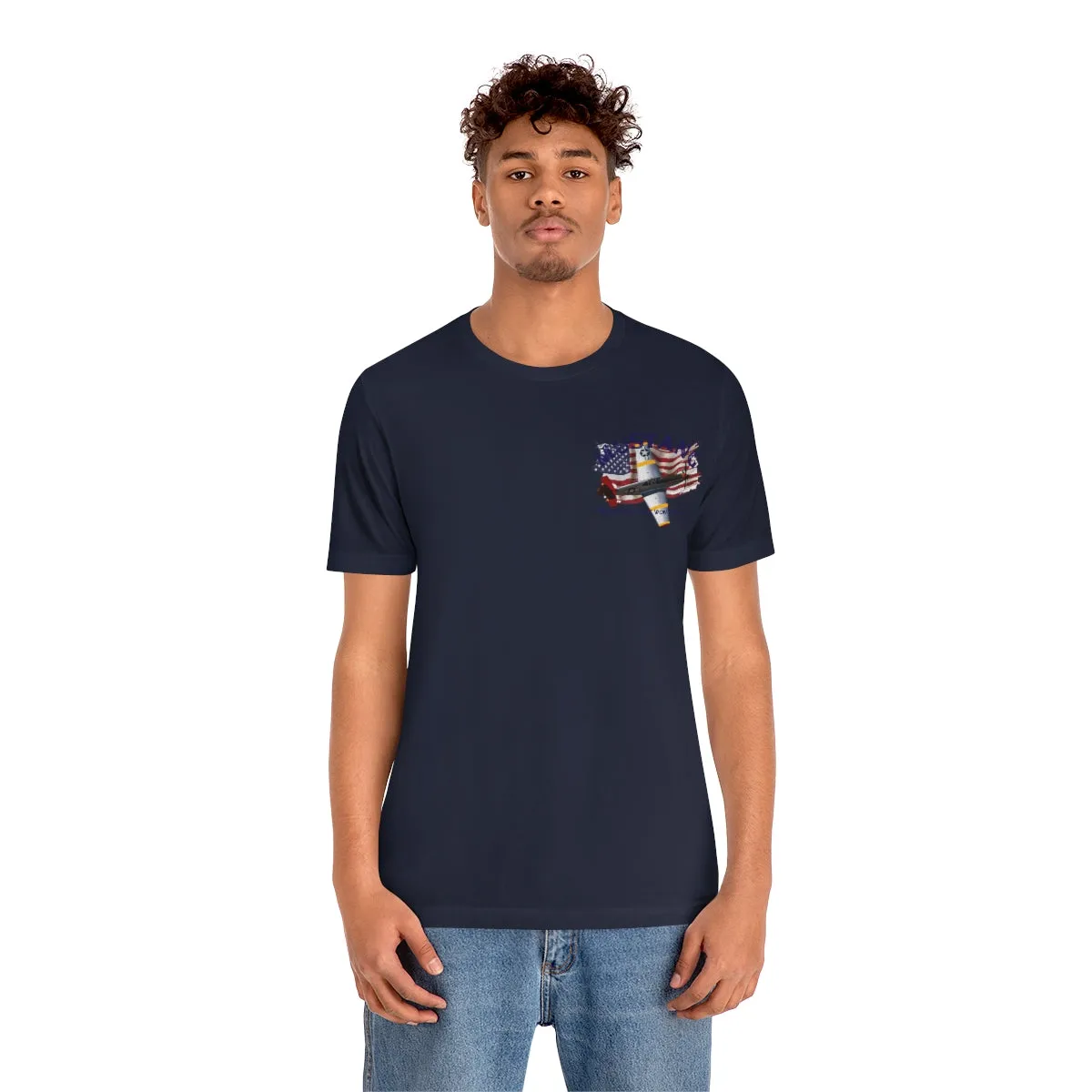 Military T-shirt P-51 Mustang Aircraft , American made, American Flag, Patriotic