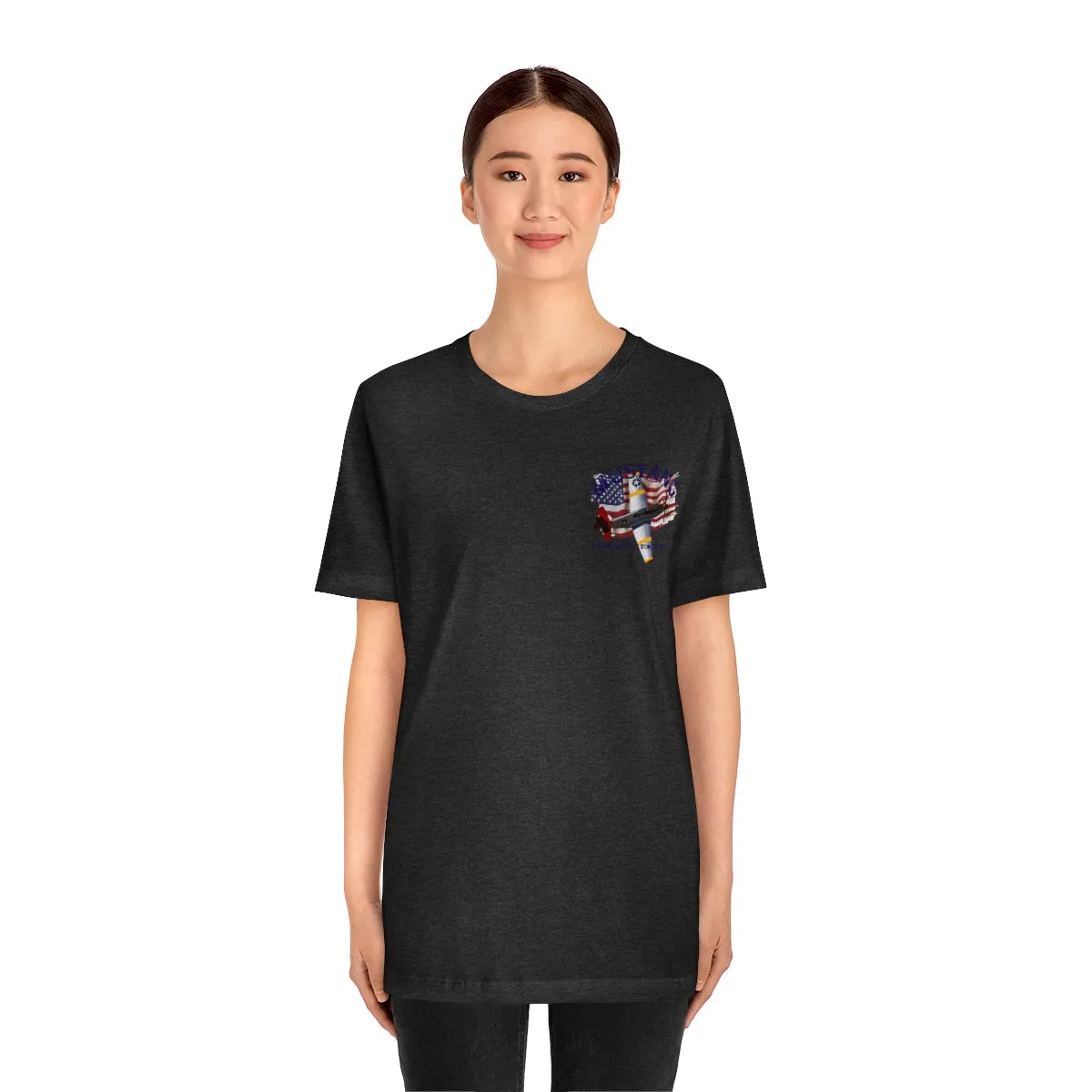 Military T-shirt P-51 Mustang Aircraft , American made, American Flag, Patriotic