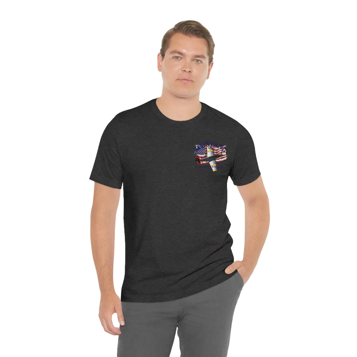 Military T-shirt P-51 Mustang Aircraft , American made, American Flag, Patriotic