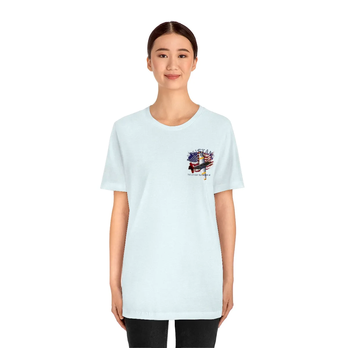 Military T-shirt P-51 Mustang Aircraft , American made, American Flag, Patriotic