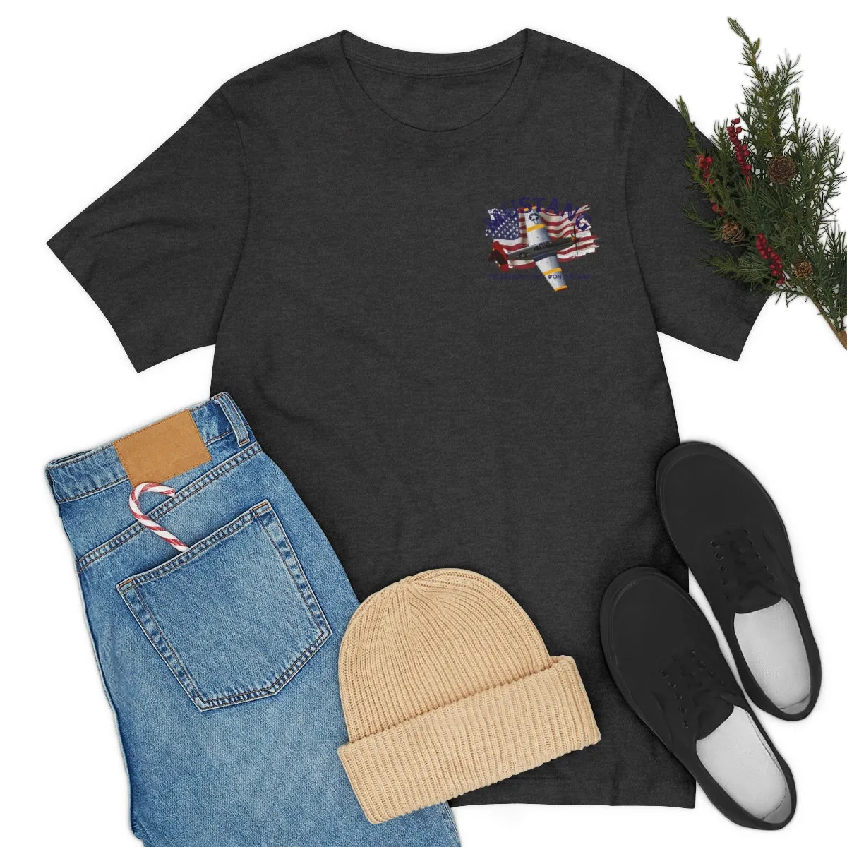 Military T-shirt P-51 Mustang Aircraft , American made, American Flag, Patriotic