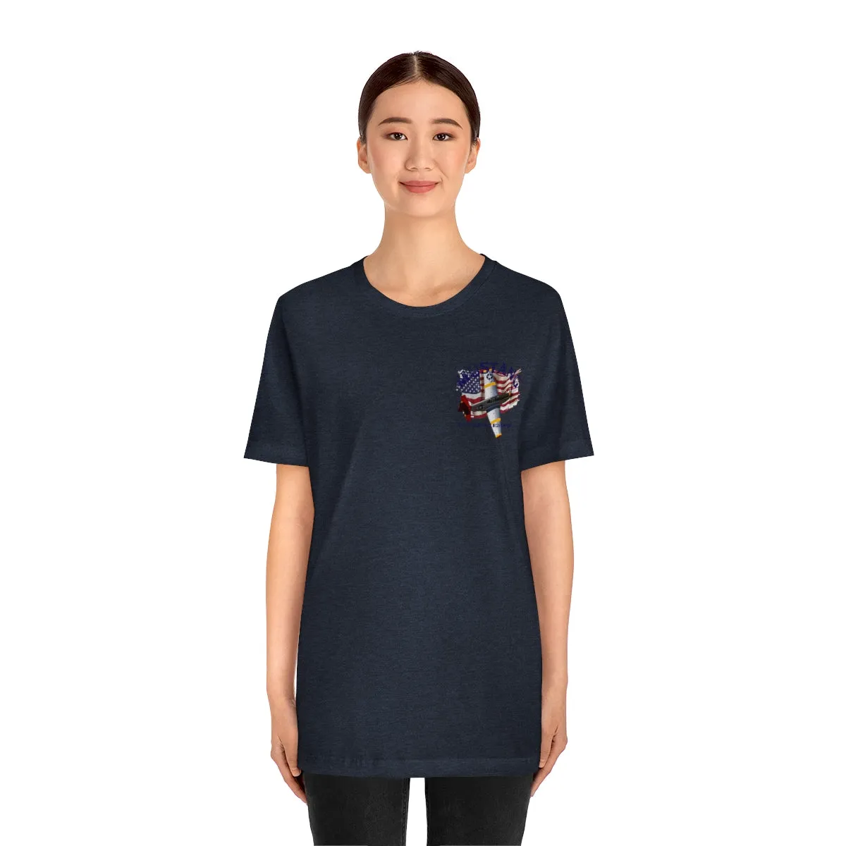 Military T-shirt P-51 Mustang Aircraft , American made, American Flag, Patriotic