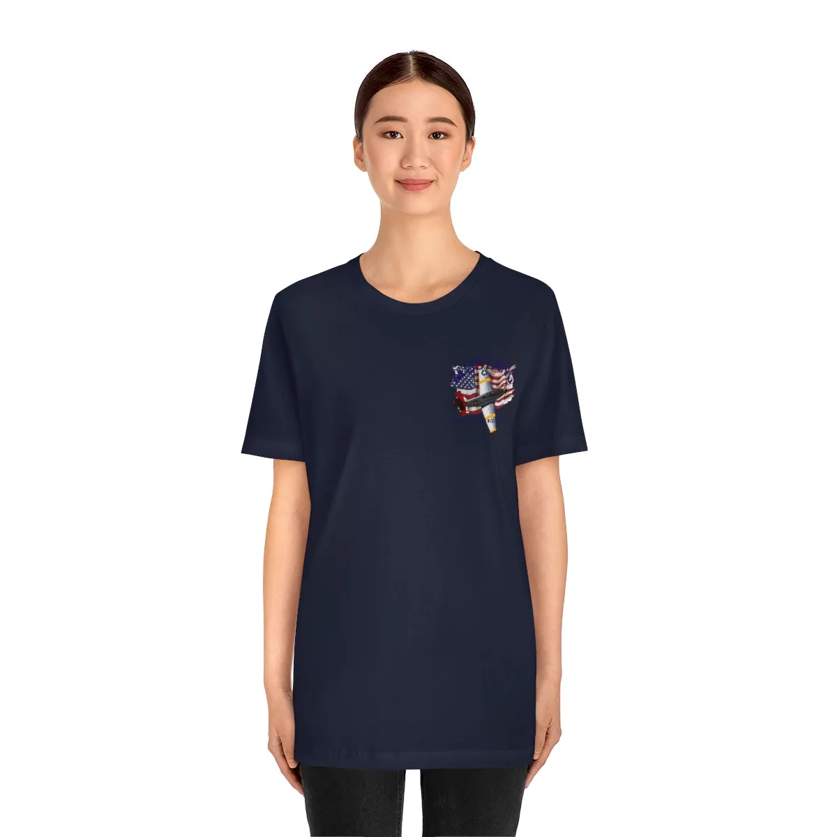 Military T-shirt P-51 Mustang Aircraft , American made, American Flag, Patriotic