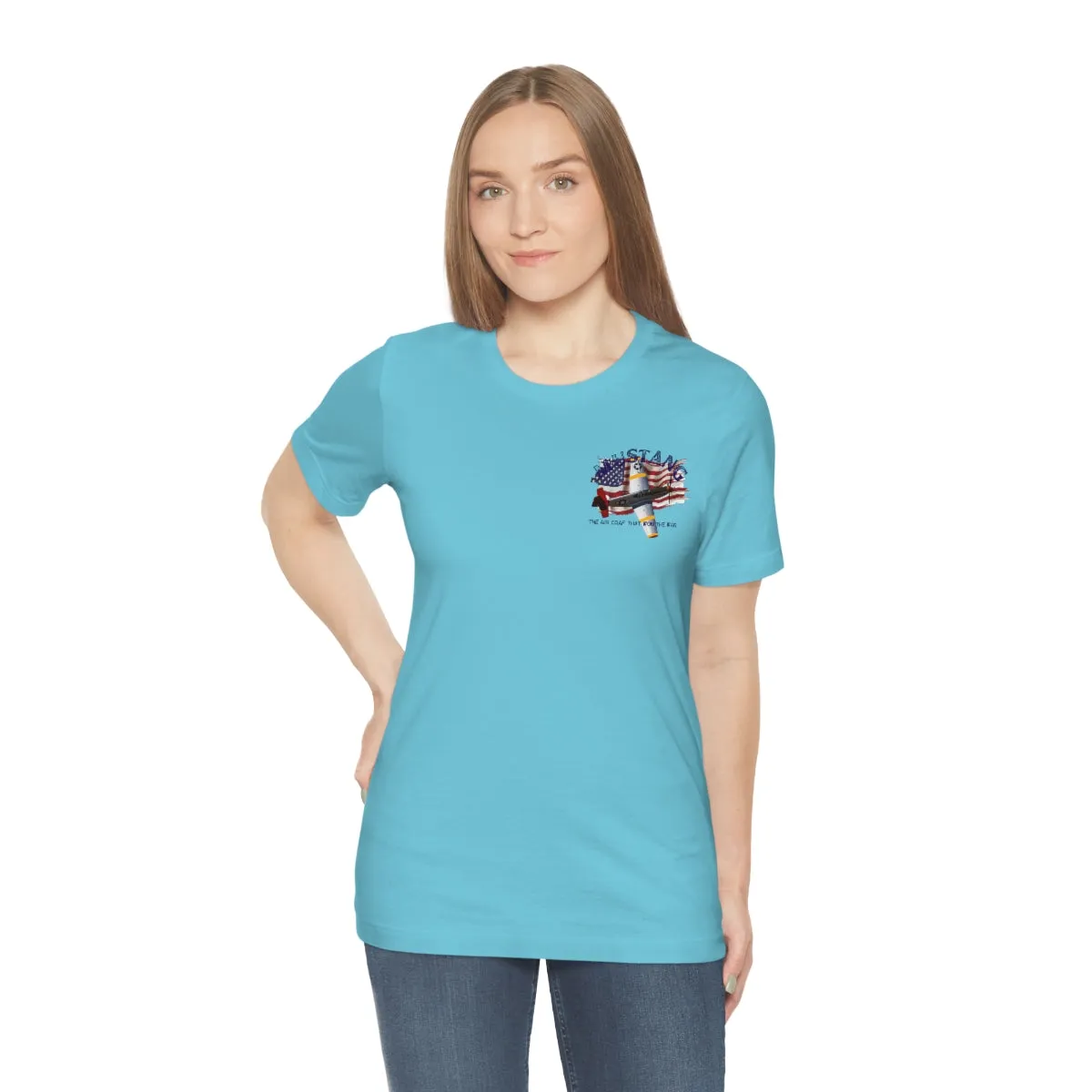 Military T-shirt P-51 Mustang Aircraft , American made, American Flag, Patriotic