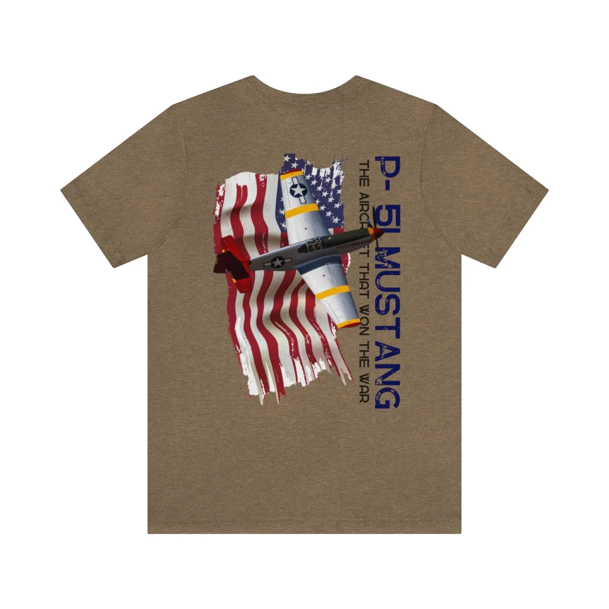 Military T-shirt P-51 Mustang Aircraft , American made, American Flag, Patriotic