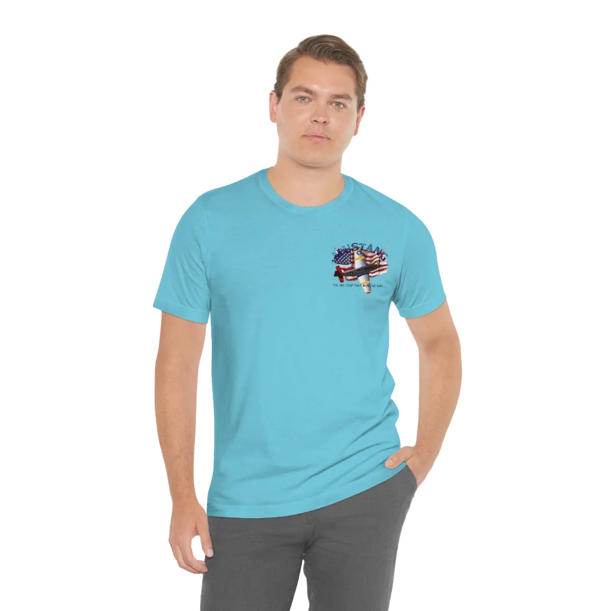 Military T-shirt P-51 Mustang Aircraft , American made, American Flag, Patriotic