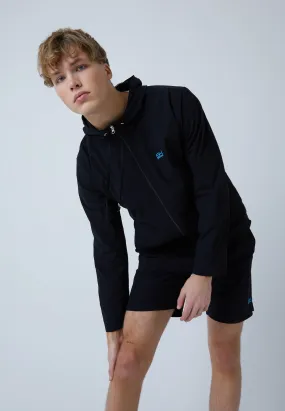 Tennis Woven Jacket with Hood, black