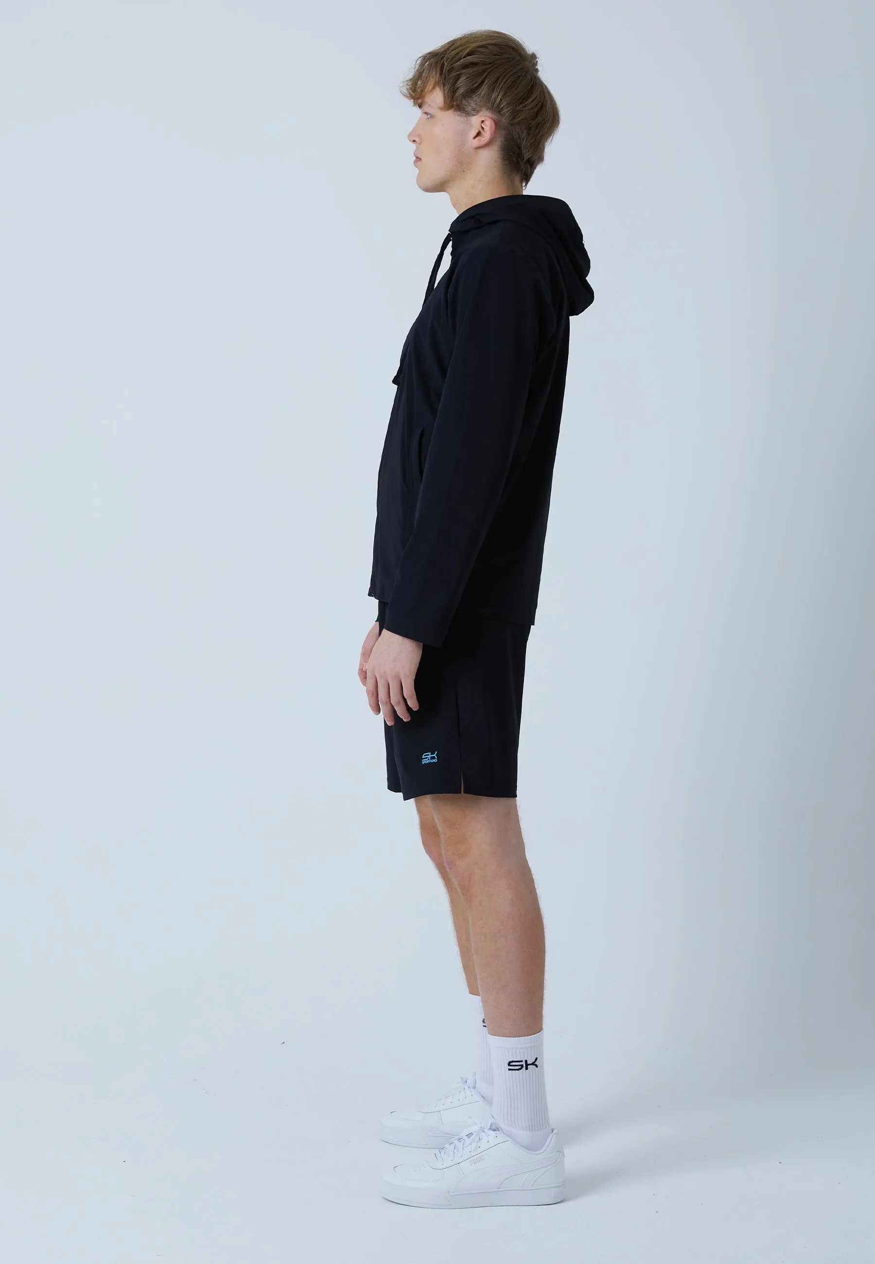 Tennis Woven Jacket with Hood, black