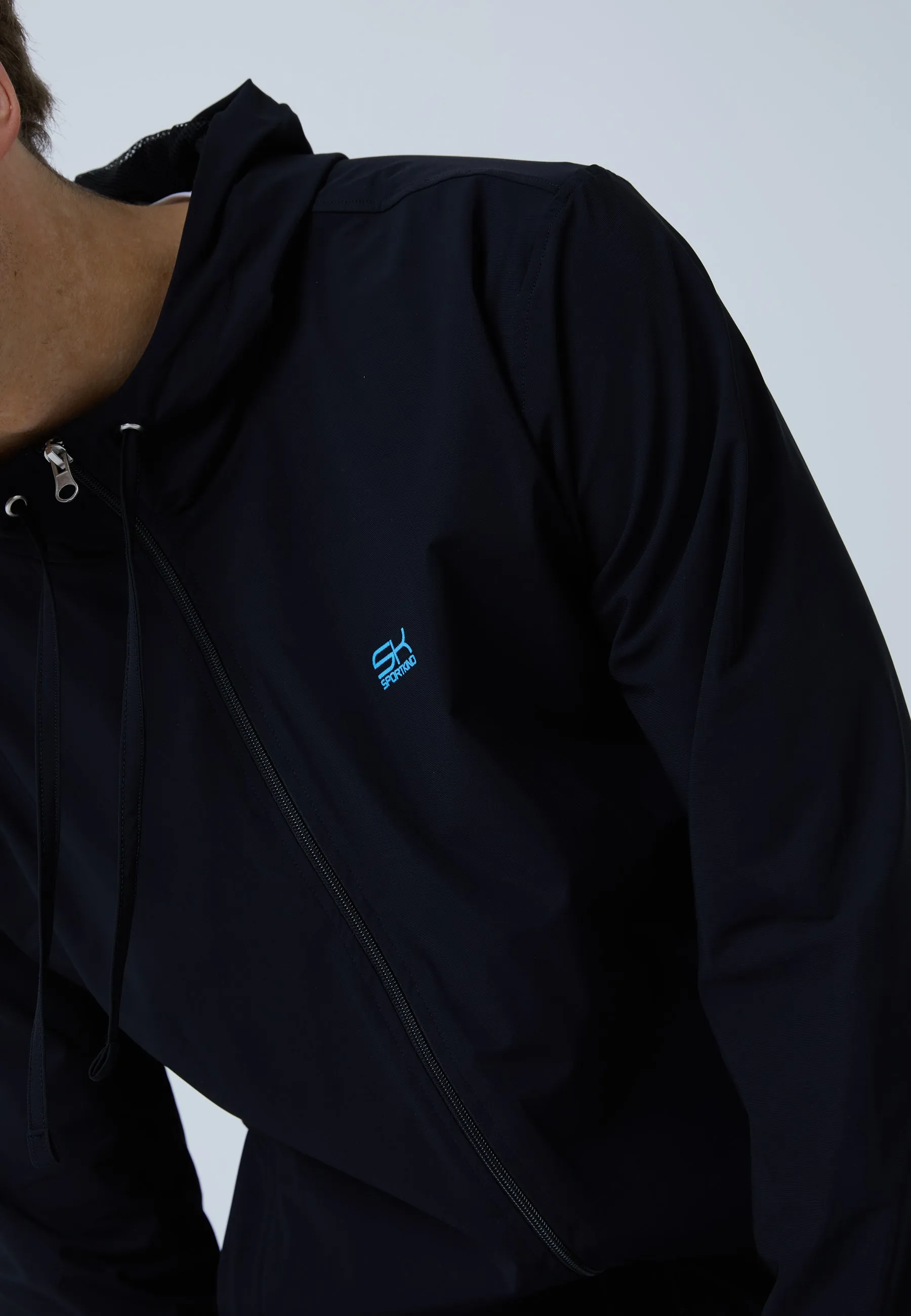 Tennis Woven Jacket with Hood, black