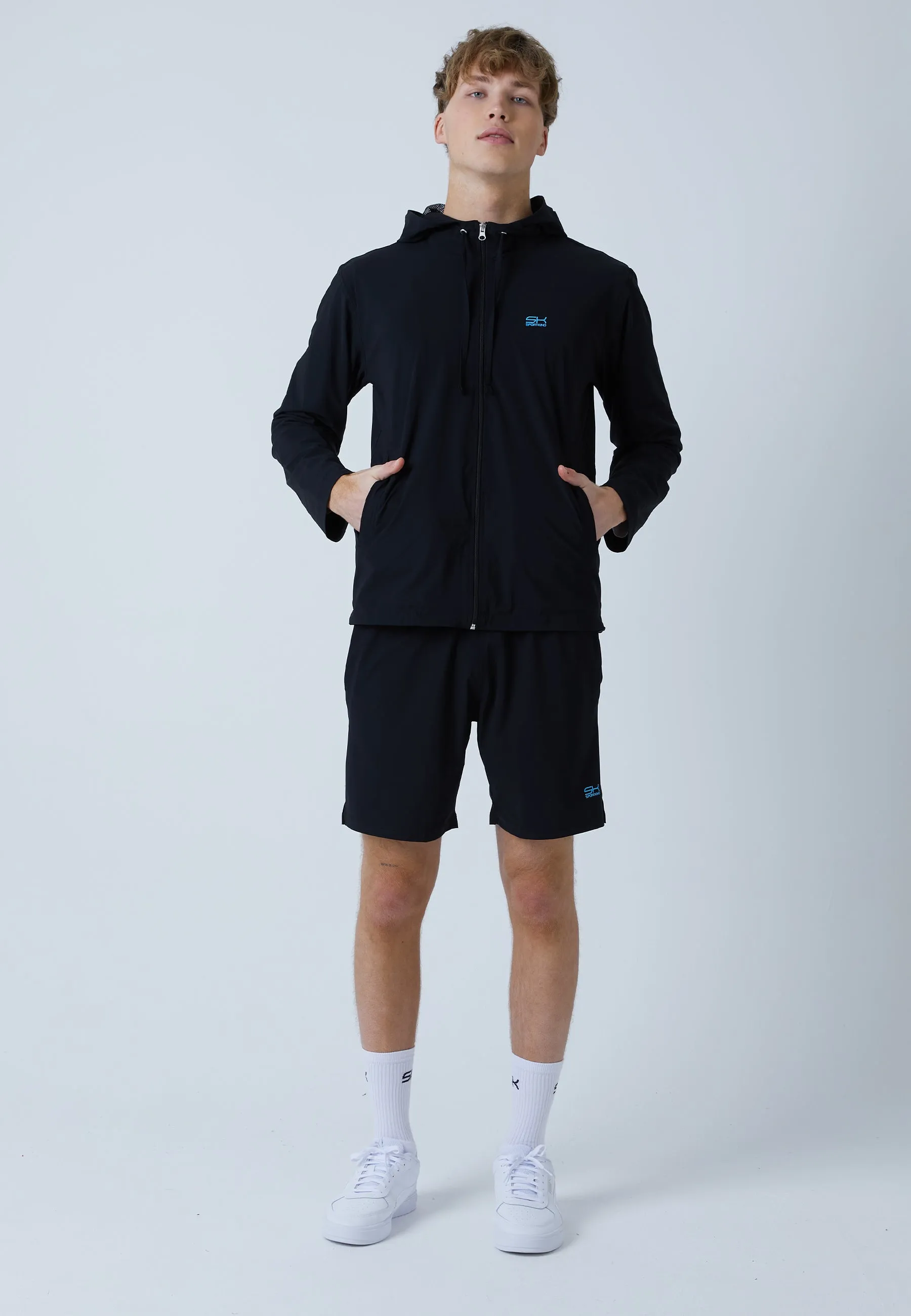 Tennis Woven Jacket with Hood, black