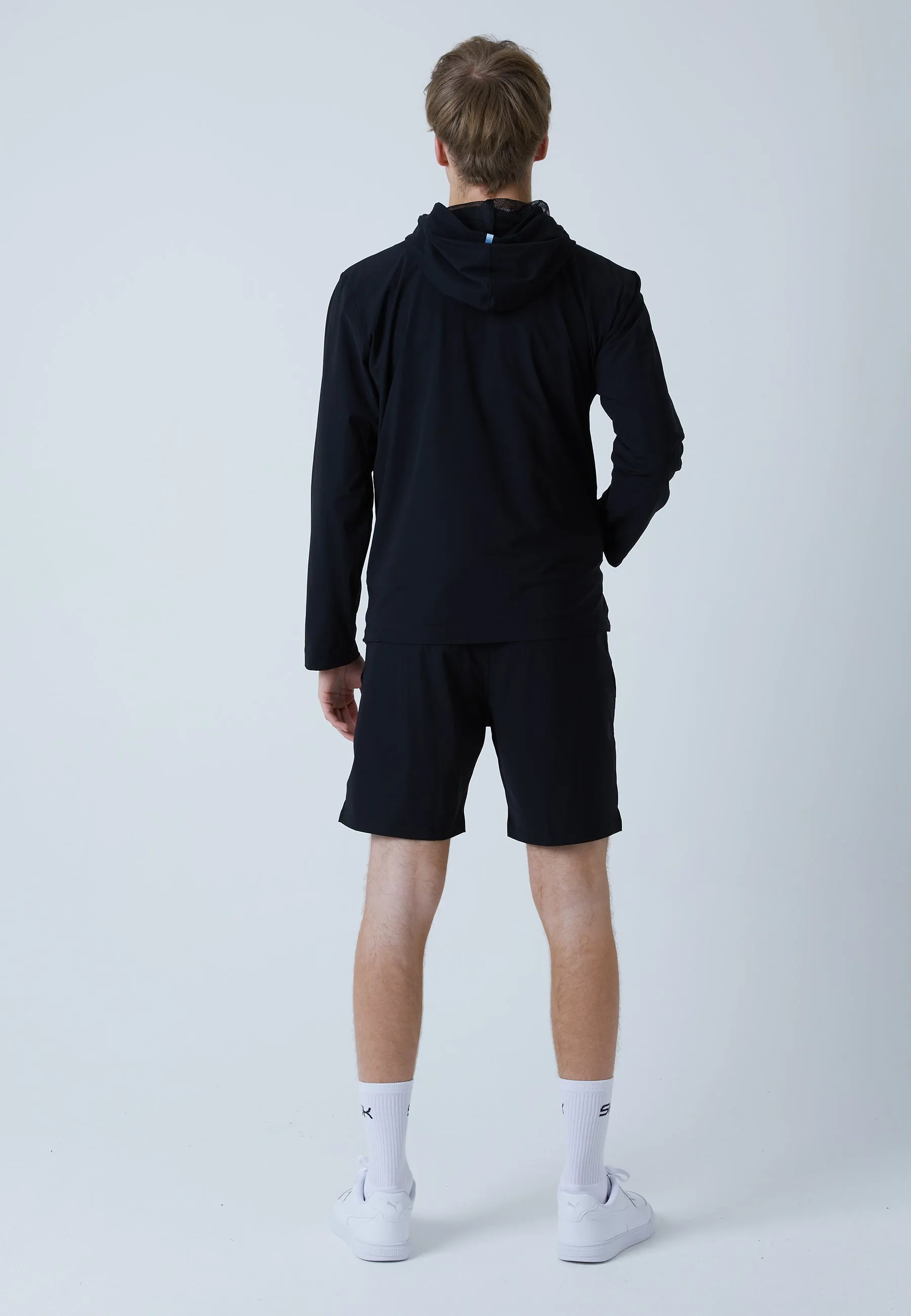 Tennis Woven Jacket with Hood, black
